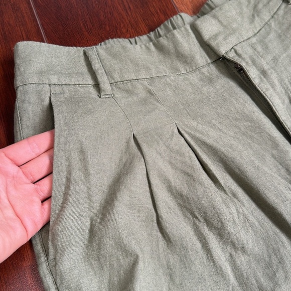 NWT Old Navy Women’s Linen Blend Cropped Wide Leg Pants Olive Size MP - Picture 4 of 7